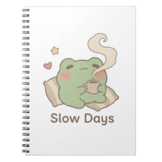 Slow Days Frog Anteckningsbok | Söt Kawaii Journal
