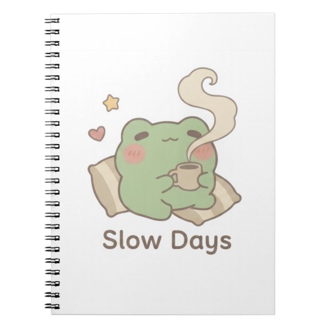 Slow Days Frog Anteckningsbok | Söt Kawaii Journal (Framsidan)