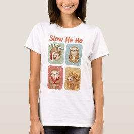 Slow Ho Ho Funny Sloth Design T Shirt