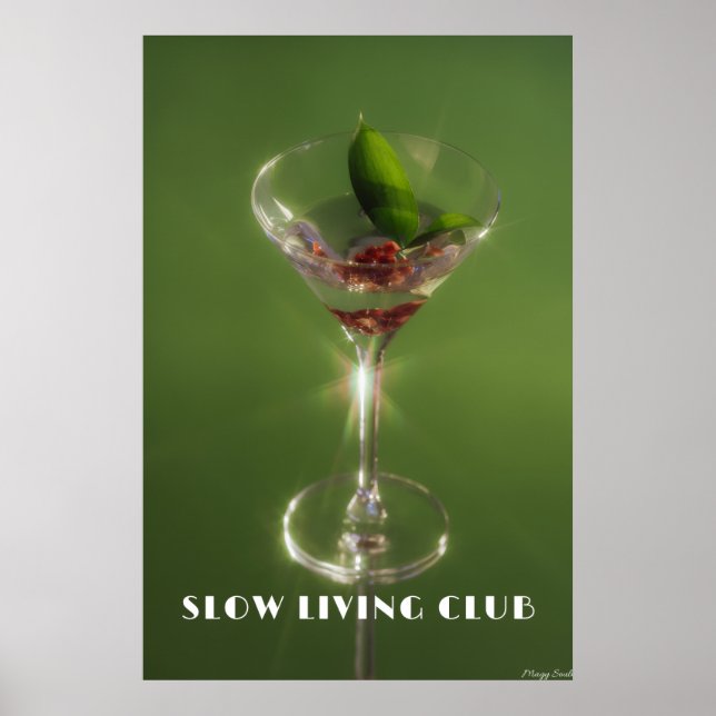 Slow Living Club: Smaragd Martini & Botanisk Konst Poster (Framsidan)