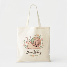 Slow Living | Pastel Snail with Floral Border  Tygkasse