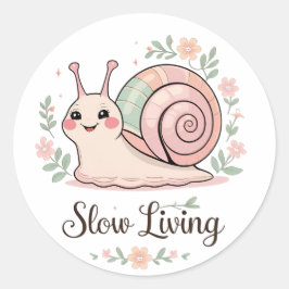 Slow Living | Pastell Snigel Blommig Runt Klistermärke