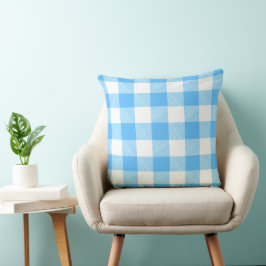 Slow-Living Sommar Himmel Check Kudde