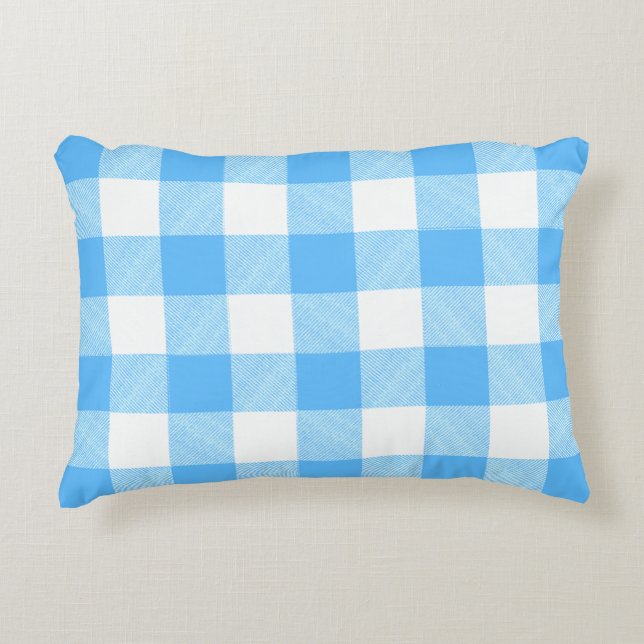 Slow-Living Summer Sky Check Prydnadskudde (Framsidan)