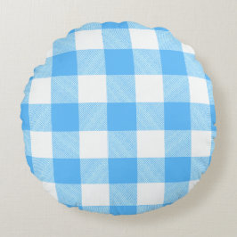 Slow-Living Summer Sky Check Rund Kudde