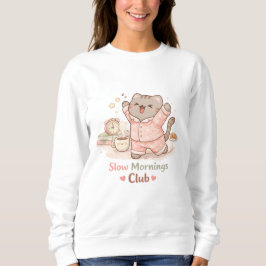 Slow Morning Club Hygge Cute Kawaii Kitty Cat Warm T Shirt