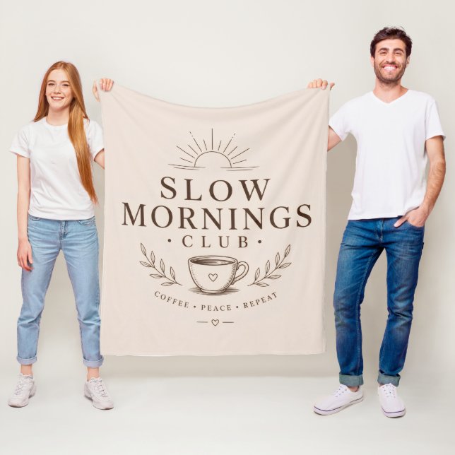 Slow Mornings Club Mysig Estetik Koffeidesign Fleecefilt (På plats)