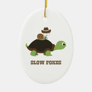 Slow Pokes - cowboy snigel och sköldpaddor Julgransprydnad Keramik