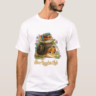 Slow Reader Club Söt Snigel Med Böcker T Shirt