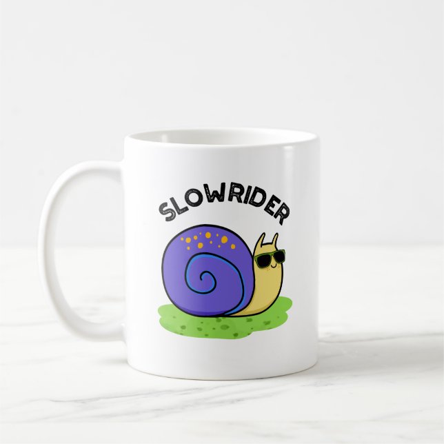 Slow Rider Funny Low Rider Snigel Pun Kaffemugg (Vänster)