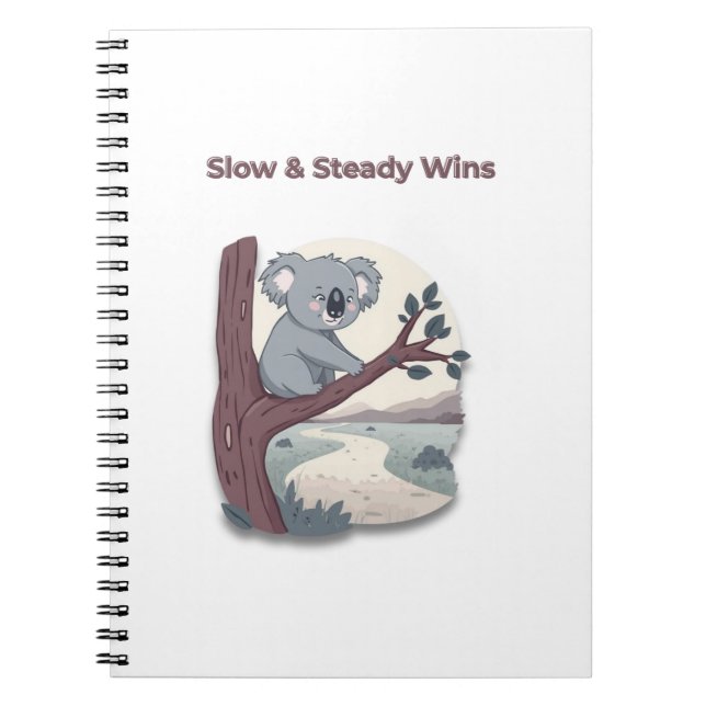 **"Slow & Steady Wins – Motivational Cute Koala "* Anteckningsbok (Framsidan)