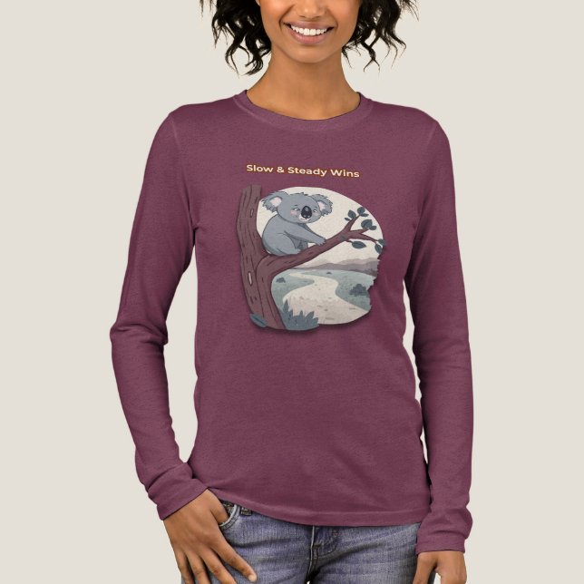 **"Slow & Steady Wins – Motivational Cute Koala "* T Shirt (Framsida)