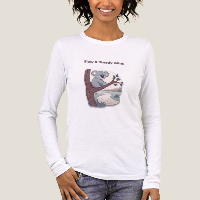 **"Slow & Steady Wins – Motivational Cute Koala "* T Shirt (Framsida)