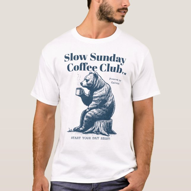 Slow Sunday Coffee Club Coffee Bear T Shirt (Framsida)