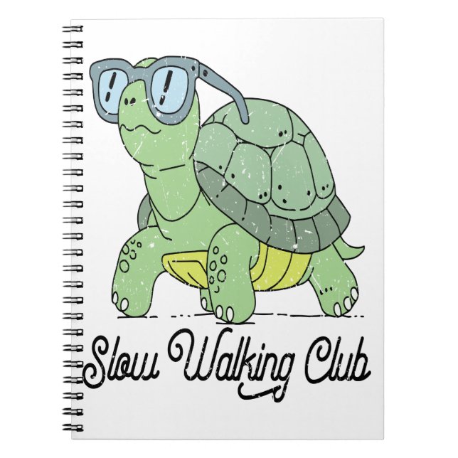 Slow Walking Klubb Cute Funny Turtle Anteckningsbok (Framsidan)