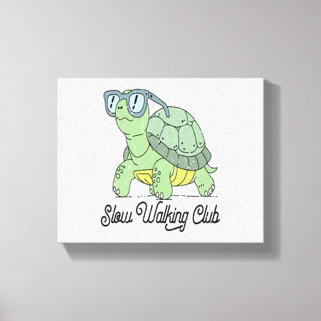 Slow Walking Klubb Cute Funny Turtle Canvastryck (Framsida)