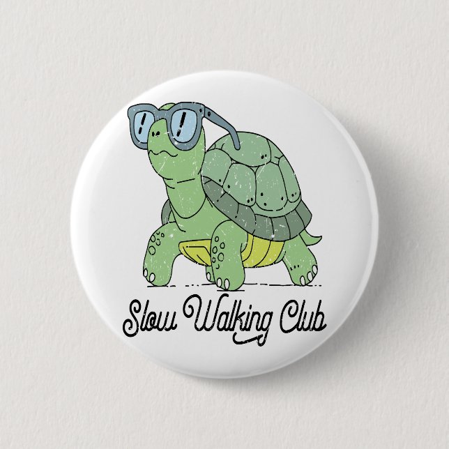 Slow Walking Klubb Cute Funny Turtle Knapp (Framsida)