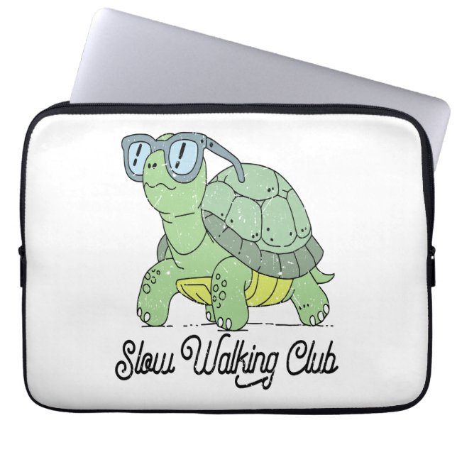 Slow Walking Klubb Cute Funny Turtle Laptop Fodral (Framsidan)