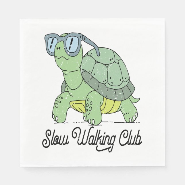 Slow Walking Klubb Cute Funny Turtle Pappersservett (Framsidan)