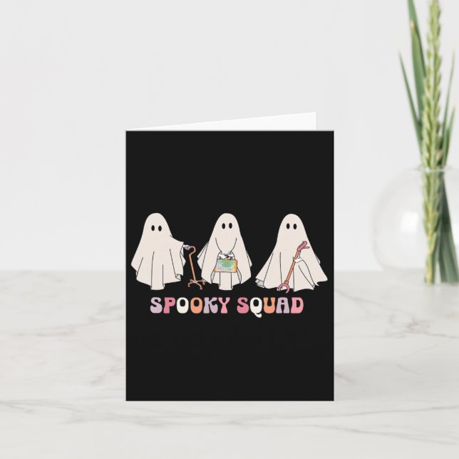 Slp Halloween Spooky Squad Gouls Outfit Women Girl Kort (Framsida)