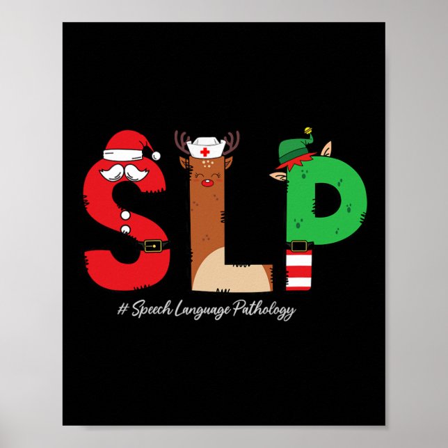 Slp Speech Language Pathologist Christmas Slp Sant Poster (Framsidan)