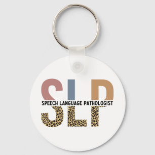 SLP Tal-patologen Leopard Skriv ut typografi Nyckelring