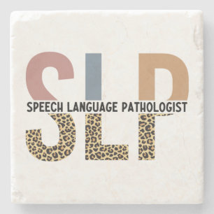 SLP Tal-patologen Leopard Skriv ut typografi Stenunderlägg