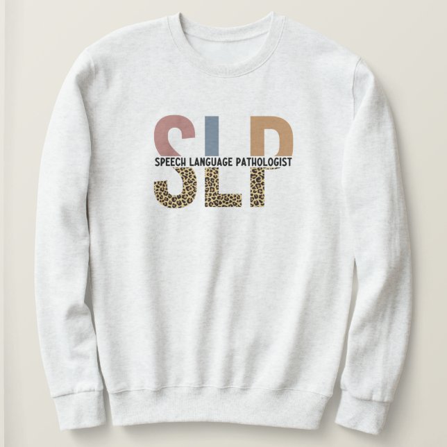 SLP Tal-patologen Leopard Skriv ut typografi T Shirt (Design framsida)