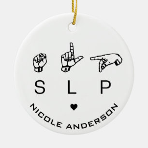 SLP Tal språkpatolog ASL Julgransprydnad Keramik
