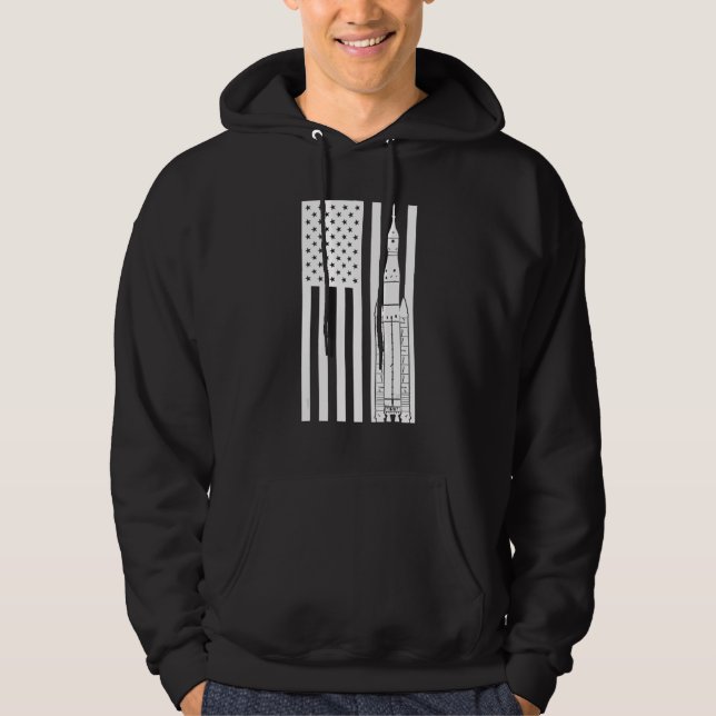 SLS Space Launch System Raket Amerikansk Flagga De Hoodie (Framsida)