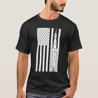 SLS Space Launch System Raket Amerikansk Flagga De T Shirt
