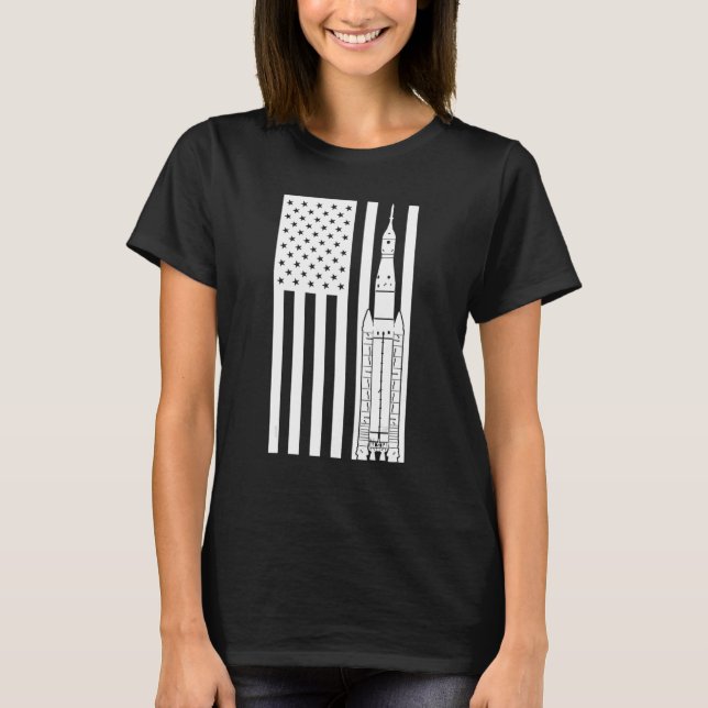 SLS Space Launch System Raket Amerikansk Flagga De T Shirt (Framsida)