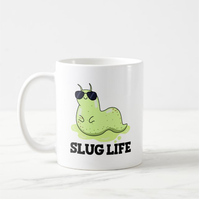 Slug Life Funny Grönt Slug Pun Kaffemugg (Vänster)