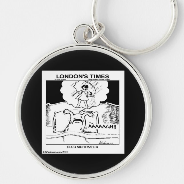 Slug Nightmares Funny Rund Silverfärgad Nyckelring (Framsidan)