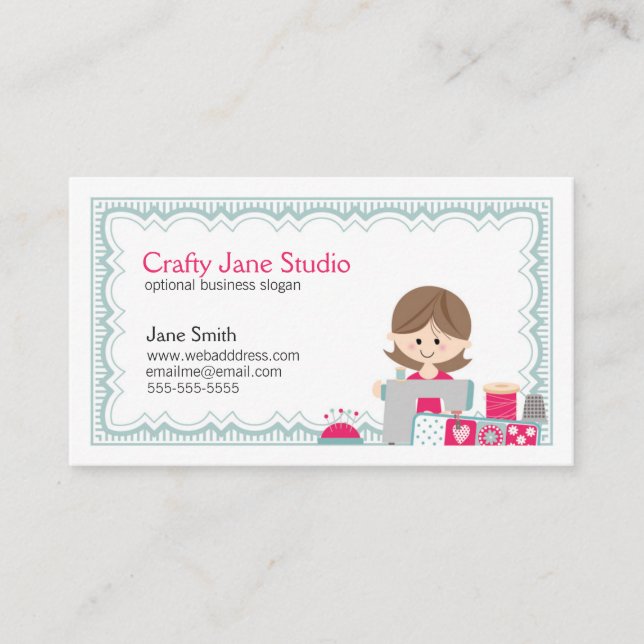 Slug sömnadvisitkortdesign visitkort (Framsida)