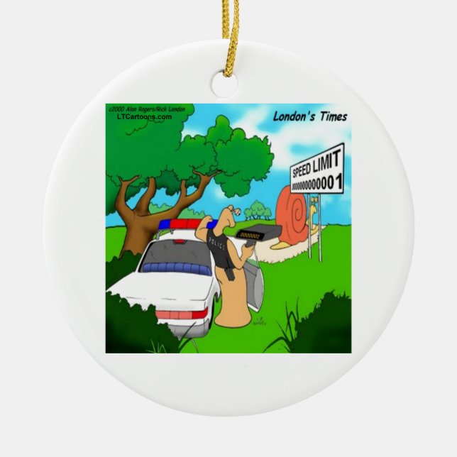 Slug Traffic Cop Funny Julgransprydnad Keramik (Framsidan)