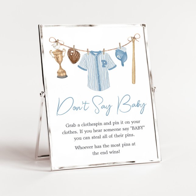Slugger Baseball Baby Shower Säg inte Baby Poster (Baseball Little Slugger Baby Shower Don't Say Baby Sign)