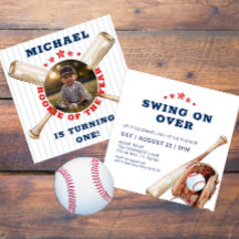 Slugger Baseball Photo Birthday-inbjudan
