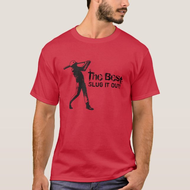 Slugger Basebollspelare Svart Grunge Tee (Framsida)