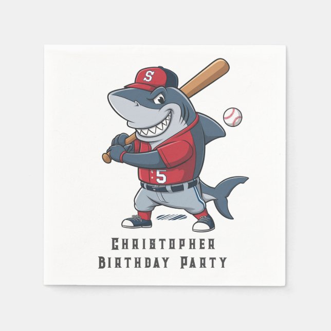 Slugger Shark Birthday Bash Pappersservett (Framsidan)