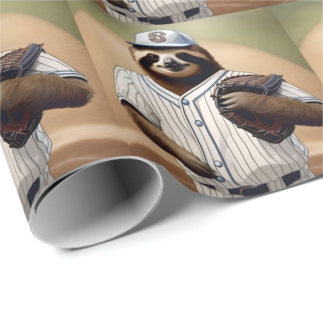 "Slugger Sloth: Slow and Steady at the Plate" Presentpapper (Rullad Hörn)