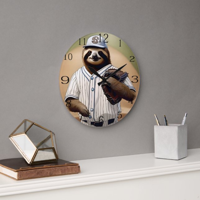 "Slugger Sloth: Slow and Steady at the Plate" Stor Klocka (Kontor)