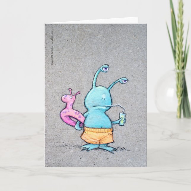 sluggo på stranden kort (Framsida)