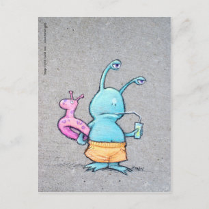 Sluggo på stranden vykort