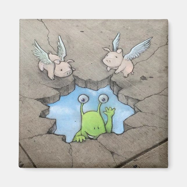 Sluggos skyhål (med grisar) magnet (Framsidan)