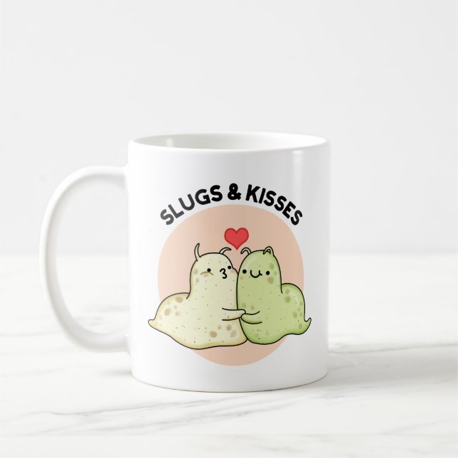 Slugs och Kisses Funny Slug Pun Kaffemugg (Vänster)
