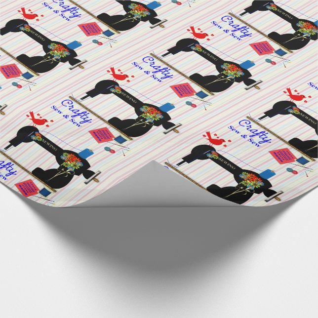 Slugt sy och sy vintagesymaskinen presentpapper (Hörn)