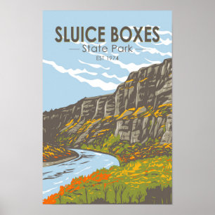 Sluice Boxes State Park Montana Vintage Poster