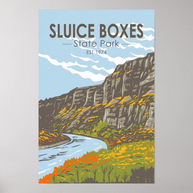 Sluice Boxes State Park Montana Vintage Poster (Framsidan)
