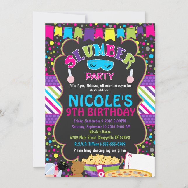Slumbärare Födelsedagsfest inbjudan (Framsida)